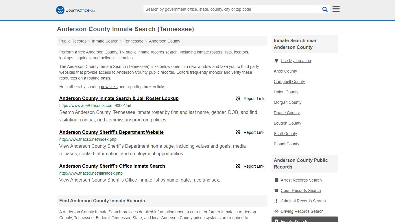 Inmate Search - Anderson County, TN (Inmate Rosters & Locators)